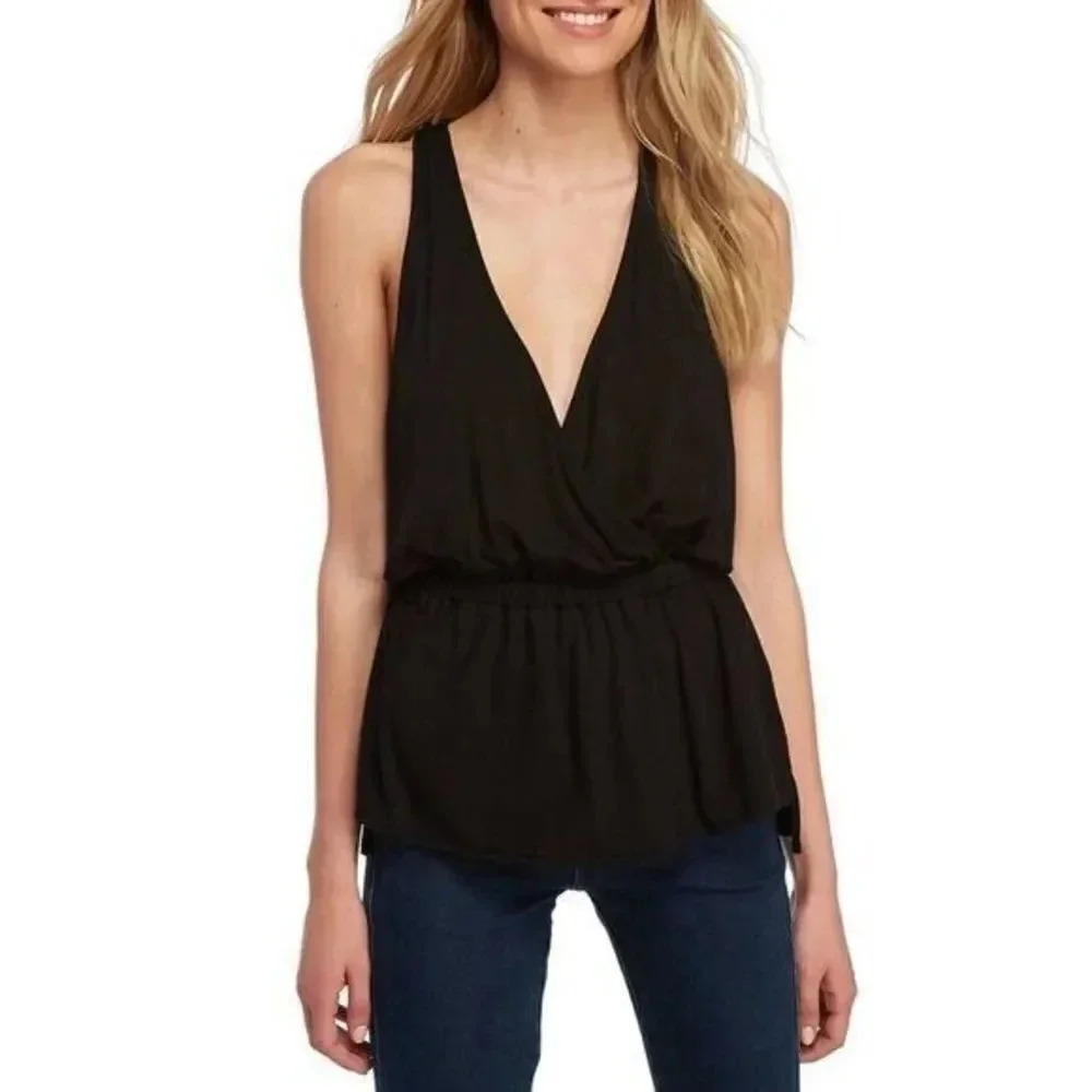 Free People We the Free Heatwave Black Peplum Tank Top S